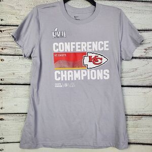 Nike KC Chiefs Super Bowl LVII Conference Champions Tee Women’s M Gray